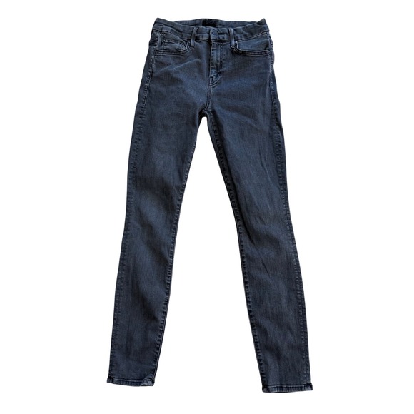 MOTHER Denim - MOTHER High Waisted Looker Skinny Jeans Dancing In‎ The Dark Faded Black Size 25
